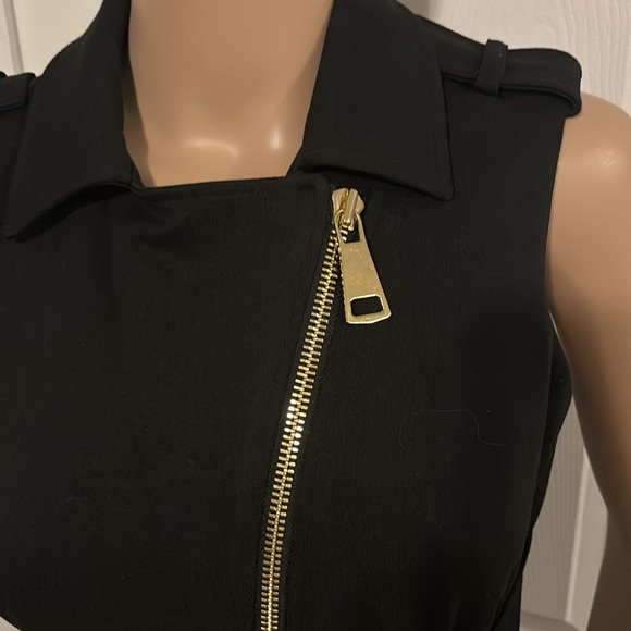 CALVIN KLEIN BLACK WITH GOLD ZIPPER MIDI DRESS SIZE 4 - Picture 4 of 9